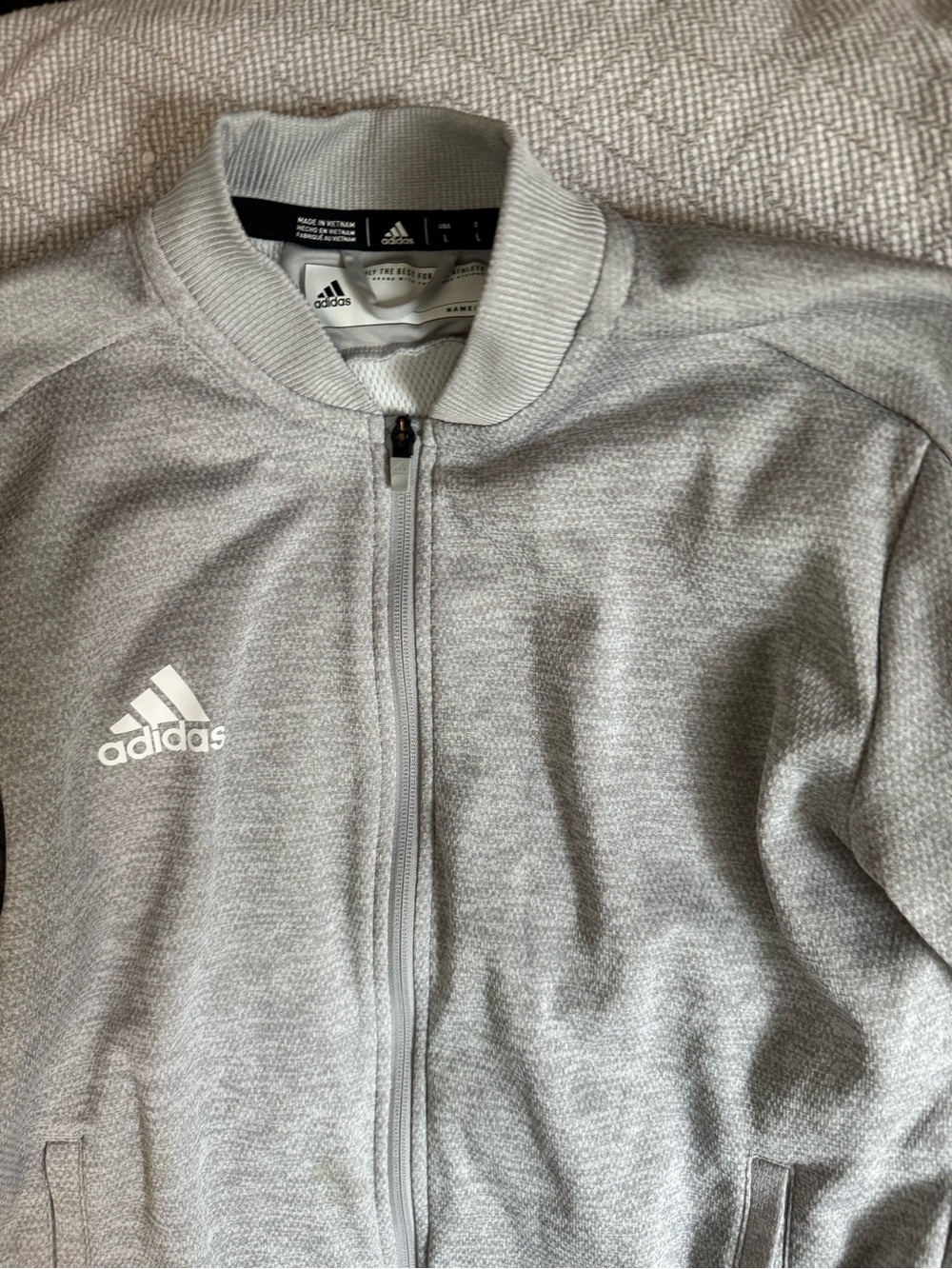adidas Light Grey Athletic Full-Zip Jacket